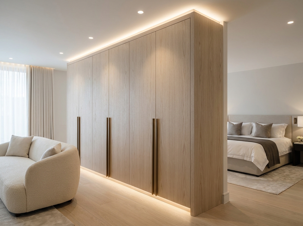 Встроенный шкаф в шпоне ясеня для разделения комнаты